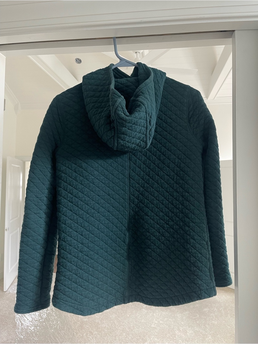 Duluth Trading Co Quilted Hooded Sweater - Teal Green